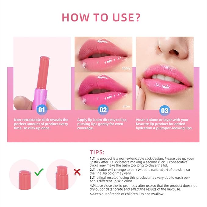 MAEPEOR Tinted Lip Balm 6 Colors Moisturizing Lip Balm Hydrating Changing Lip Gloss for Lip Care and Dry Lip (05 Blueberry)
