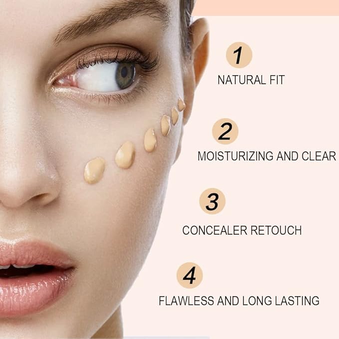 2 Pack Liquid Foundation Cream for Face Makeup,Durable Full Coverage Matte Concealer Make Up,Oil Control & Waterproof Base Primer -1+1 Fl.Oz (IVORY 6#)