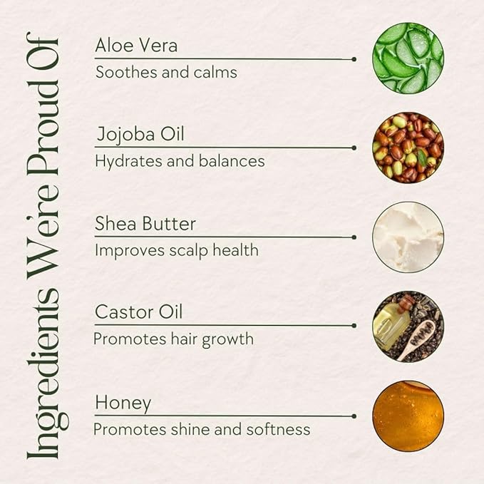 Natural Shampoo for Hair Care, Sulfate Free Shampoo with Castor Oil, Honeysuckle, Glycerin, Aloe Vera & Mild Thickening Agent, Dry to Color Treated to All Hair, 13.5 fl oz