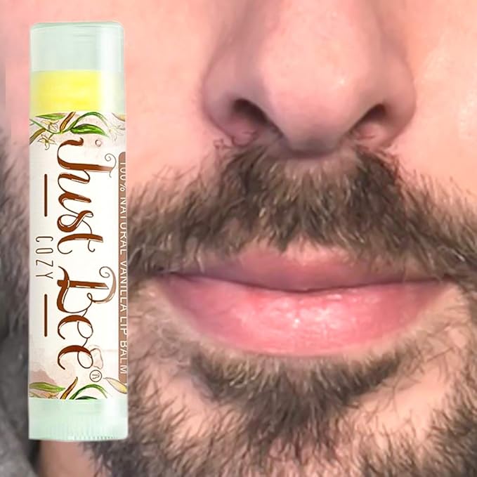 100% Natural Beeswax Lip Balm with Organic Oils (Cozy Vanilla, 4 pack)