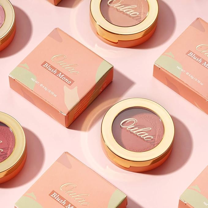 Oulac Blush Face Coral Matte | Pigmented Powdery Cream Blusher Warm Skin Light Medium| Natural Matte | Light Weight&Blendable| Cruelty-Free Blush| 12 Forever Young 4.8g