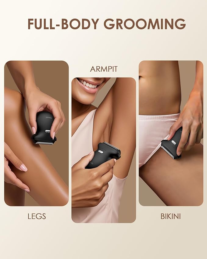 Mini Electric Shaver for Women, Rechargeable Travel-Sized Body Hair Trimmer, Palm-Perfect Hair Removal Razor with LED Display, Waterproof Wet/Dry Use Type-C Charging, On-The-Go Black