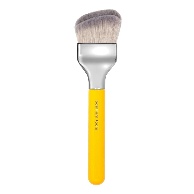 Bdellium Tools Professional Makeup Brush - Studio Series 971 Large Slanted Double Dome Blender - With Soft Synthetic Fibers, For Quick & Easy Application and Blending (Yellow, 1pc)
