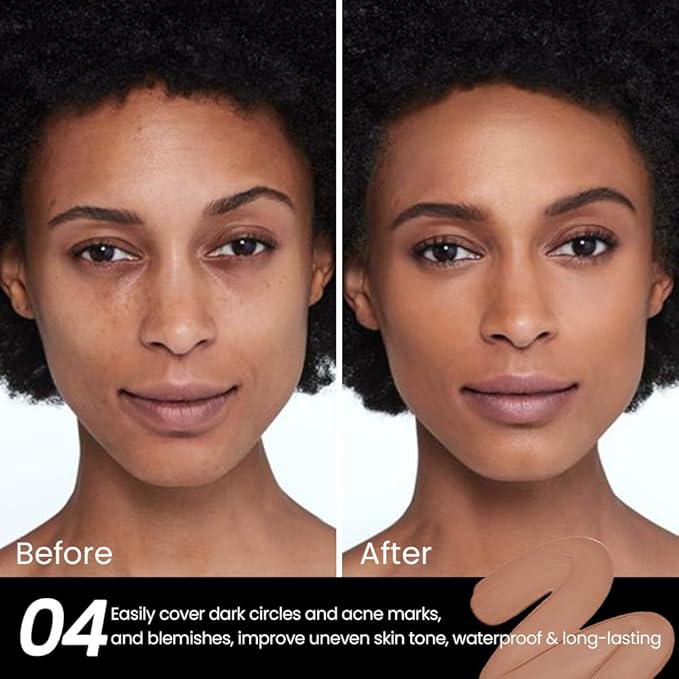 2 Pack Liquid Foundation Cream for Face Makeup,Durable Full Coverage Matte Concealer Make Up,Oil Control & Waterproof Base Primer -0.35+0.35 Fl.Oz (03+04#)