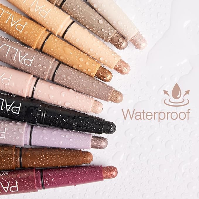 Palladio Waterproof Eyeshadow Stick with Blending Sponge, Long Lasting & Effortless Application, Smudge Free & Crease Proof Formula, Matte & Shimmer Shades, Buildable Eye Shadow (Pearl shimmer)