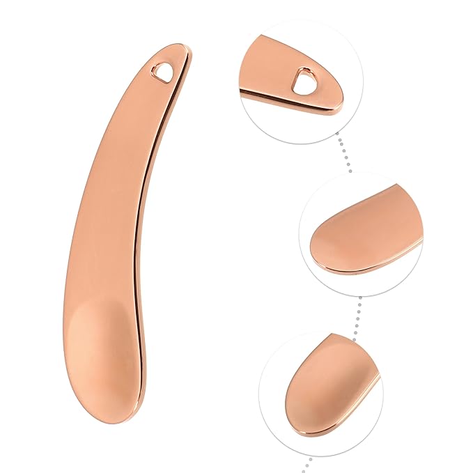 VOCOSTE 4 Pcs Makeup Spatula Mini Spoon, Eye Cream Massage Sticks Beauty Scoop, for Facial Cosmetic Face Cream, Moon Shape 2.13"x0.51", Rose Gold Tone
