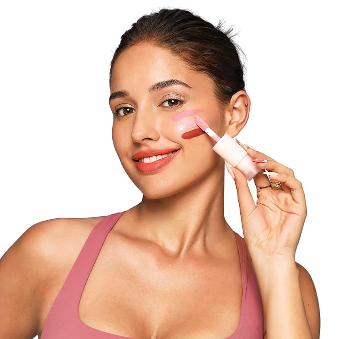 Liquid Cream Blush Stick Makeup for Cheeks | Build-in Brush - Application & Blending in One #L001 + #L002