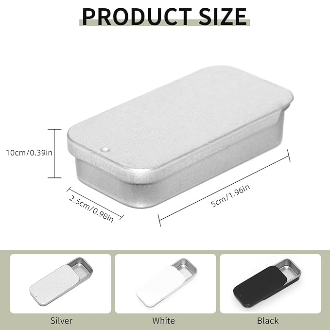 Lip Balm Tins Slide Top Tin Containers for Lip Balm Crafts Storage Kit - 0.25oz 3 Pack (SILVER)