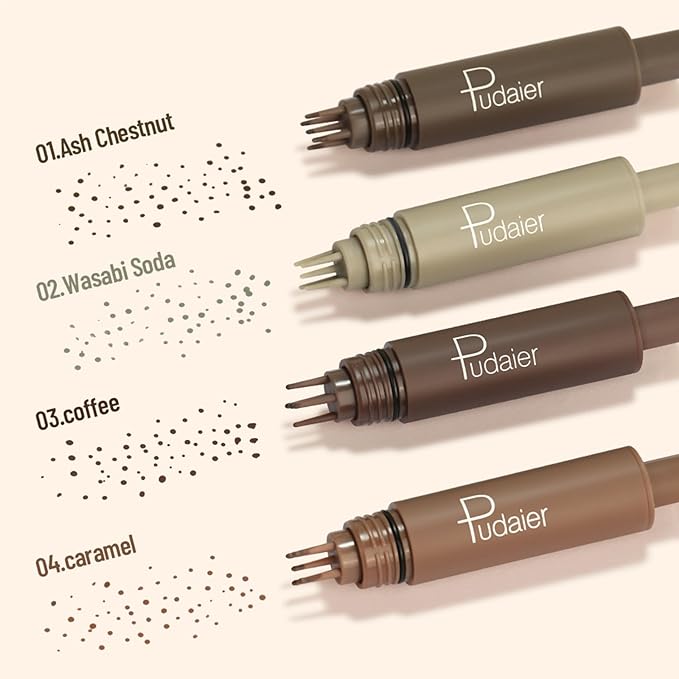 Freckle Stamp Pen, Fake Freckles Stain Marker,5-Dot Faux Liquid Freckle Stamp Cushion for Natural and Lifelike Sunkissed Makeup,Quick Dry Long-Lasting Face Freckle Pencil Tool,04#Caramel