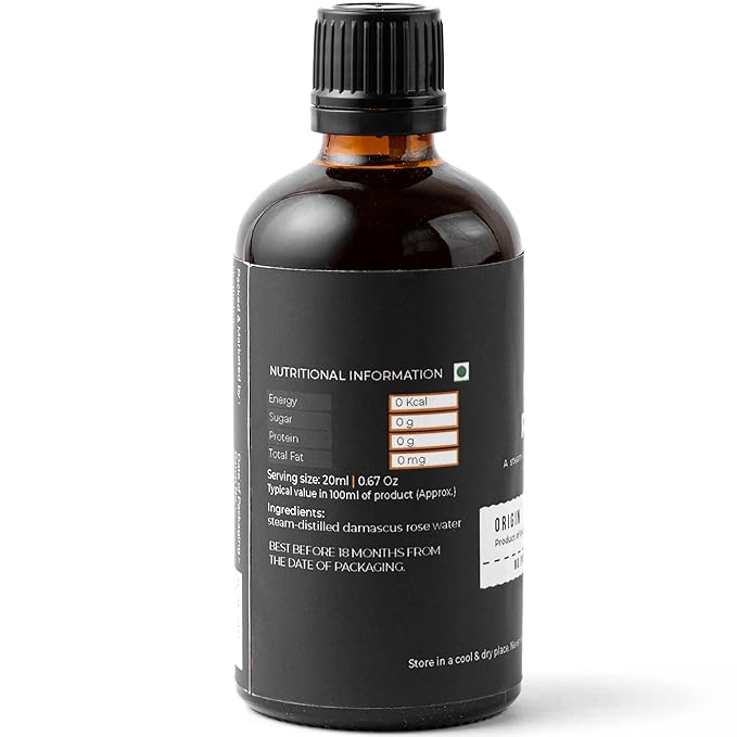 govedic Rose Water for Cooking, Baking, Cocktails | 100% Food Grade Rose Water | Face & Hair Care | Steam-Distilled Edible Damask Rose | 100 ml 3.38 Oz