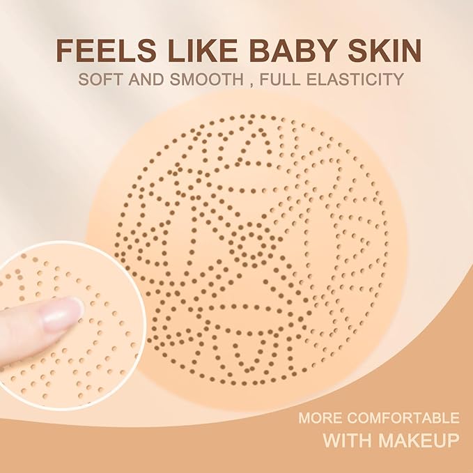 Air Cushion CC Cream Mushroom Head - Moisturizing & Oil Control Screw Lid Concealer Makeup Base, Primer Liquid Foundation Long Lasting with Mushroom Makeup Sponges for All Skin Types (Natural)