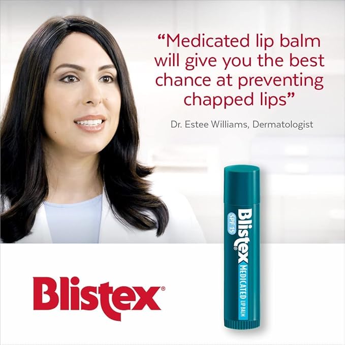 Blistex Medicated Lip Balm, 0.15 Ounce, 3 Count (Pack of 1) Prevent Dryness & Chapping, SPF 15 Sun Protection, Seals in Moisture, Hydrating Lip Balm, Easy Glide Formula for Full Coverage
