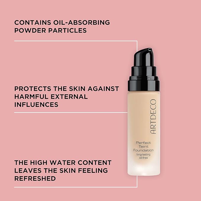 ARTDECO Perfect Teint Foundation - Gentle Ivory N°08 - Lightweight Liquid Formula - Medium to Full Coverage - Without Mask-Like Effect - Conceals Imperfections - Vegan Makeup - Hyaluron - 0.67 Fl Oz