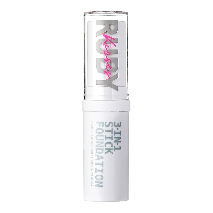 Ruby Kisses Natural Full Coverage 3-In-1 Stick Foundation. Easy to Apply, Hydrating, Lightweight, Long Lasting, Concealer and Contour Stick for Face Makeup (Cognac)