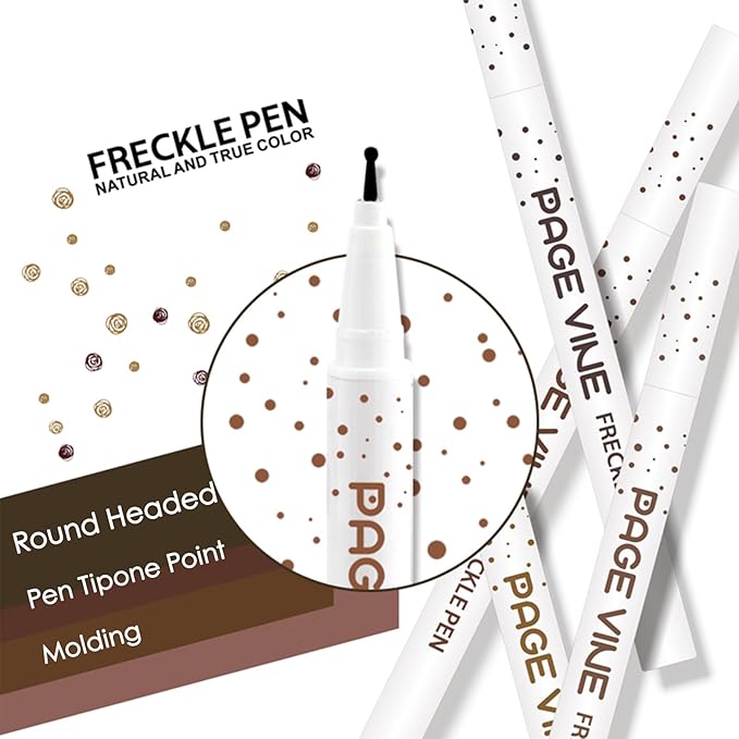 2 Pack Freckle Pen,Liquid Face Fake Freckles Makeup Pen to Create Natural Freckle Makeup and Freck beauty,Fake Freckles Waterproof for Lifelike Sunkissed Makeup,Mole Pen (03Dark+04Espresso)