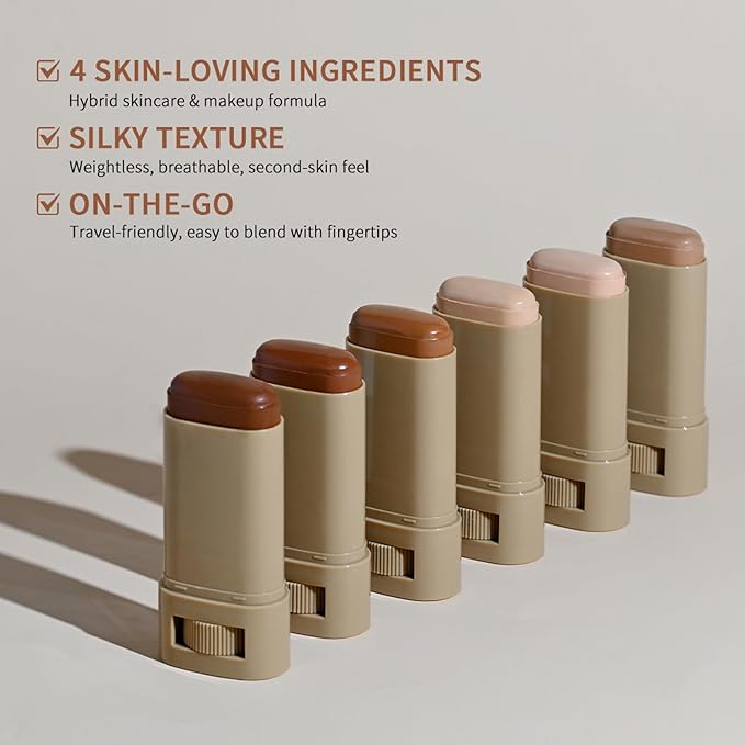 Beauty Balm Serum Boosted Skin Tint – Hydrating Tinted Moisturizer, Lightweight Solid Tinted Foundation Stick for Flawless, Sheer to Medium Coverage, Radiant & Dewy Finish, All-Day Wear (6#, 1)