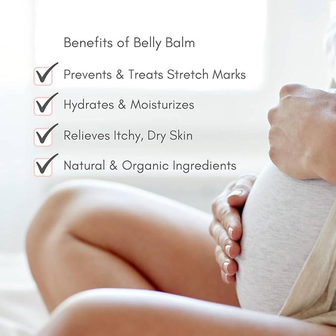 Organic Belly Butter for Pregnancy Stretch Mark Prevention and Treatment Award Winning Anti Stretch Mark Tummy Balm For Pregnancy and Postpartum 8oz - Hydrating Bump Cream