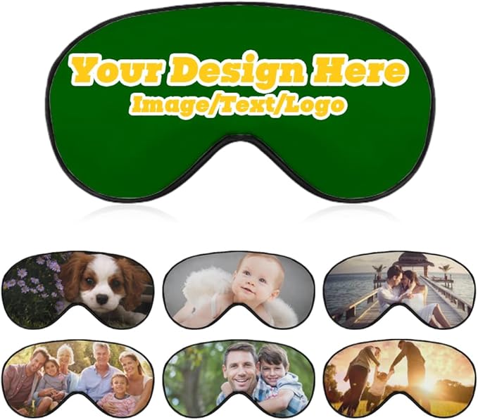 Custom Eye Mask Design Your Own Personalized Eye Shade Add Your Image Text Logo Light and Easy to Carry Effective Shadin Adjustable, DarkGreen, 8.1"x4.1"