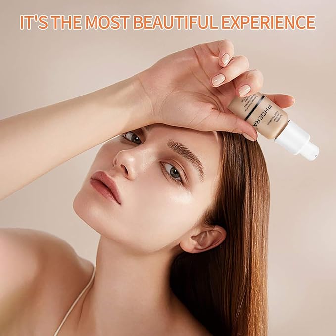 PHOERA Foundation Makeup Naturally Liquid Foundation Full Coverage Mattle Oil-Control Concealer 8 Colors Optional,Great Choice For Gift (2pcs,#101 Porcelain))