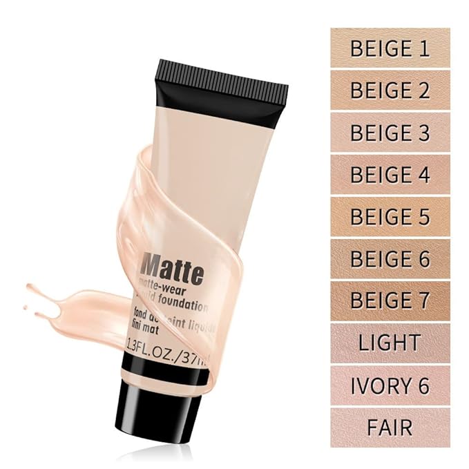 2 Pack Liquid Foundation Cream for Face Makeup,Durable Full Coverage Matte Concealer Make Up,Oil Control & Waterproof Base Primer -1+1 Fl.Oz (IVORY 6#)
