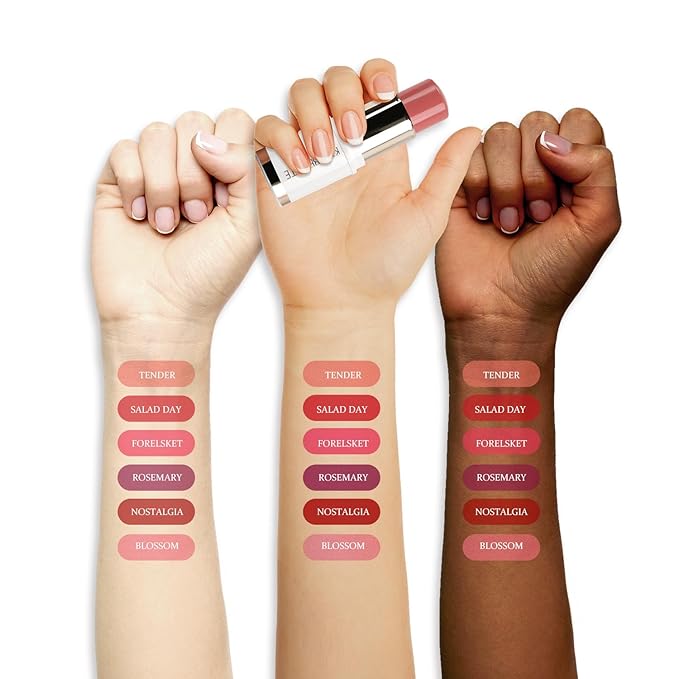 Blush Stick, Cream Blush for Cheeks and Lip Tint, Dewy Finish, Buildable & Blendable Color, Lightweight & Long-Lasting Formula | Salad Day-Coral & Angled Blush Brush（0.53fl.oz）