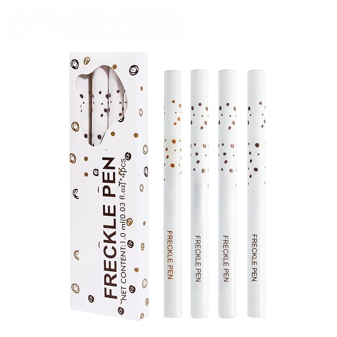 Freckle Pen 4 Colors Natural Freckle Pen Fake Freckle Pen Waterproof Long Lasting Soft Spots Natural Relaxing Sun Makeup (4PC)