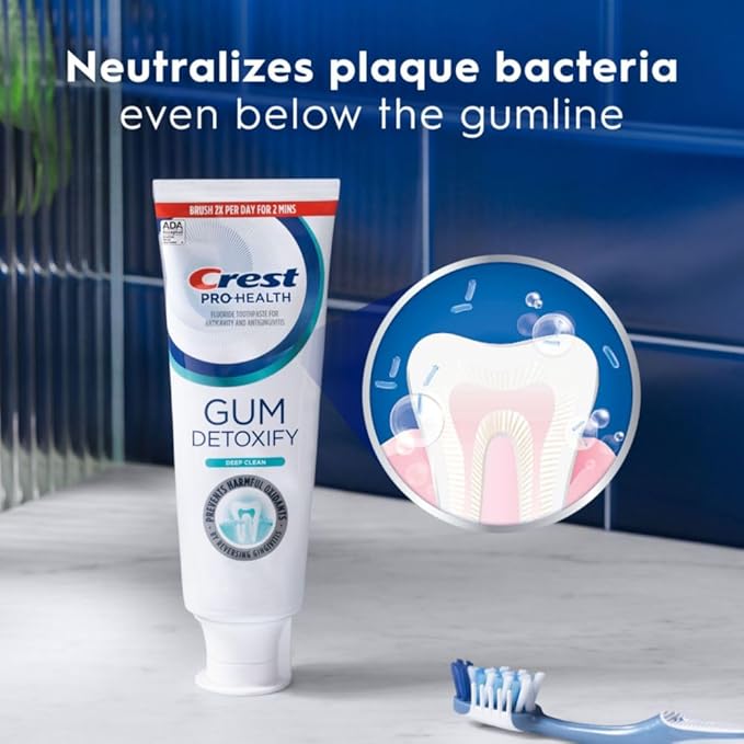Crest Pro-Health Gum Detoxify Deep Clean Toothpaste 4.8 oz Pack of 3 - Anticavity, Antibacterial Flouride Toothpaste, Clinically Proven, Gum and Enamel Protection, Plaque Control
