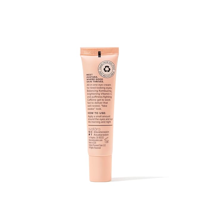 Avatara - Kombucha The Wake-Up Call Eye Cream, Eye Cream for Dark Circles and Puffiness, Under Eye Cream with Caffeine, Vitamin C, and Tumeric, Caffeine Eye Cream for All Skin Types, 0.05 Fl. Oz.