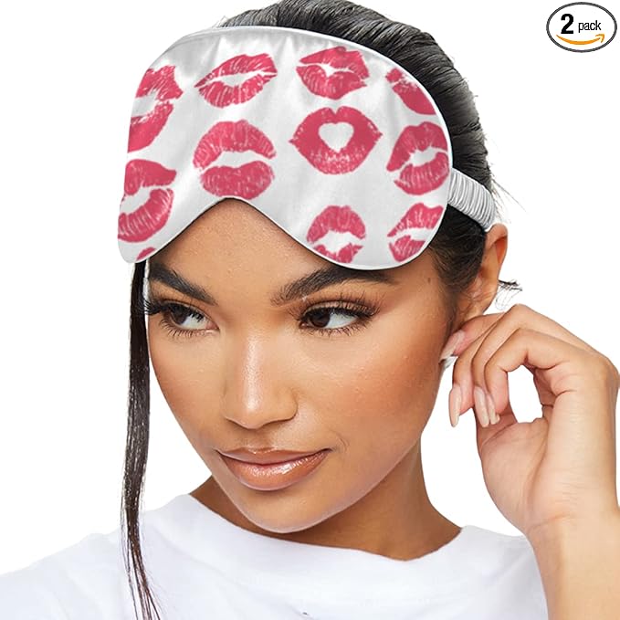 SMUG Satin Sleep Mask & Eye Mask | Travel Sleep Masks for Women & Men | Soft Sleeping Eye Mask to Nourish Skin & Reduce Dark Circles | Eye Sleep Mask Shades to Block Out Light | Kiss