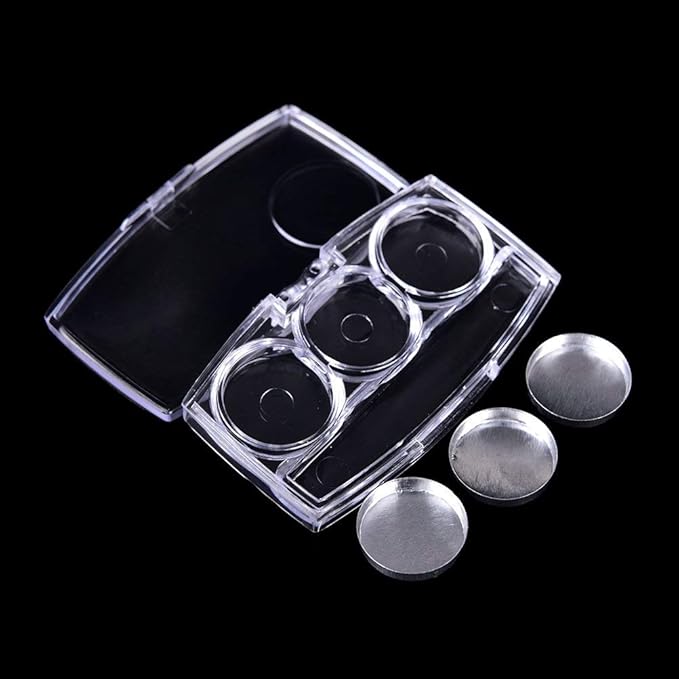 10 Pcs Clear Empty Eyeshadow Palette Plastic Eyeshadow Storage Box Case with 3 Grids Palettes Lipstick Box Pigment Palette Tray Plastic Cosmetics Container Box DIY Makeup Powder Sample Box