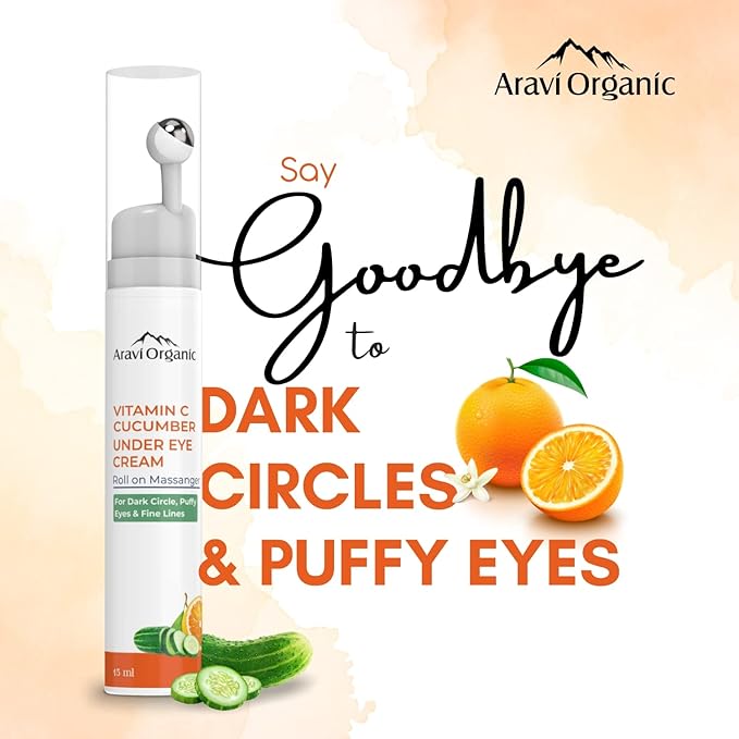 Vitamin C & Cucumber Under Eye Cream Gel Roll on Massager For Dark circles, Puffy Eyes