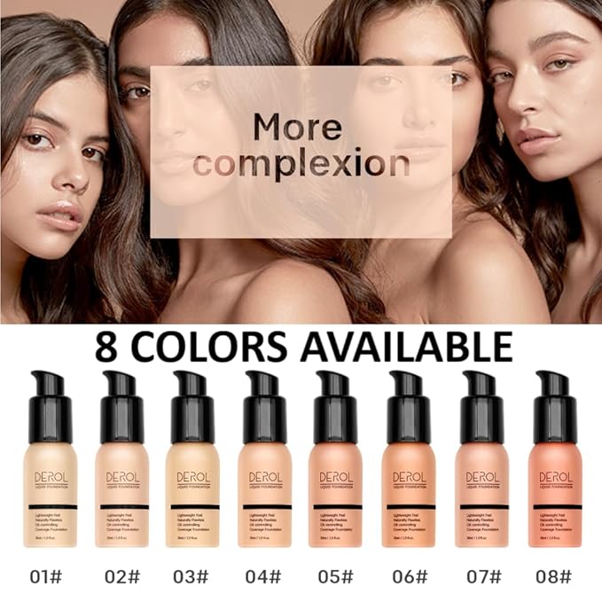 Foundation Full Coverage Liquid Foundation Cream - Lightweight Concealer - Suitable for All Skin Types (whipped cream 01)