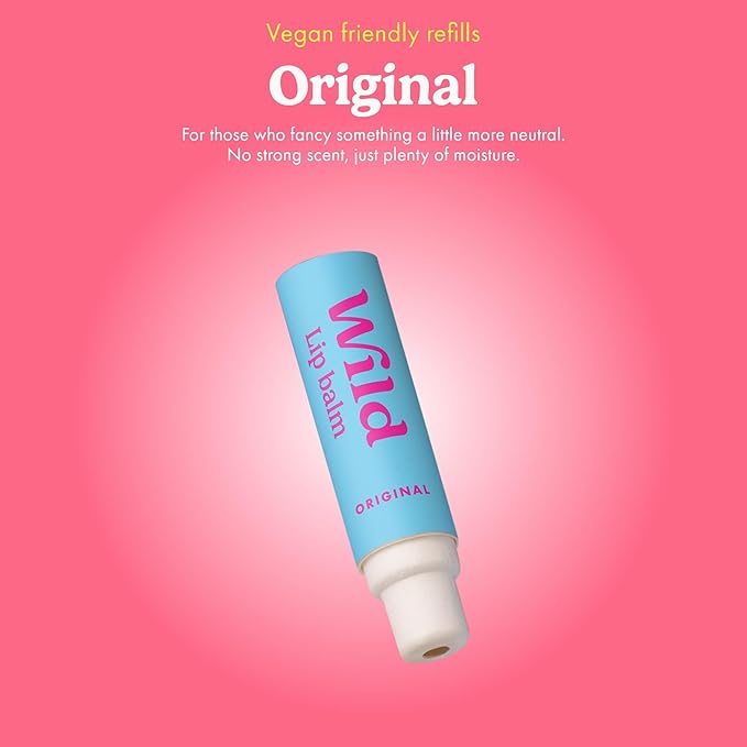 Wild Refillable Lip Balm Starter Kit - Includes Black Aluminum Case & 3 Pack Lip Balm Refills in a Variety of Scents - Includes Passionfruit Swirl, Original and Coconut & Vanilla Scents
