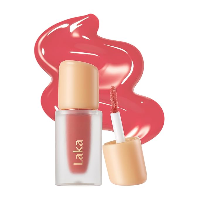 Laka Fruity Glam Lip Tint Mini, Glowing Lip Stain with Wide Color Spectrum, Hydrating & Lightweight Texture, Long-Lasting Bold Stain, Non-Sticky, Vegan, K-Beauty (#101 Joyful)