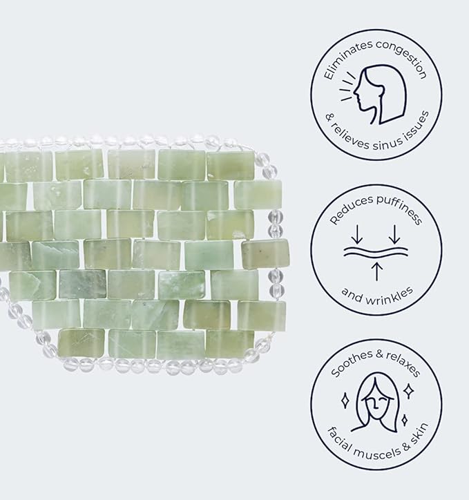 Alana Mitchell Jade Eye Mask – Weighted Eye Mask to Eliminate Wrinkles, Puffiness, & Irritation – Headache and Migraine Relief Mask - 100% Real Jade Stone Beads for Hot & Cold Anti Aging Therapy