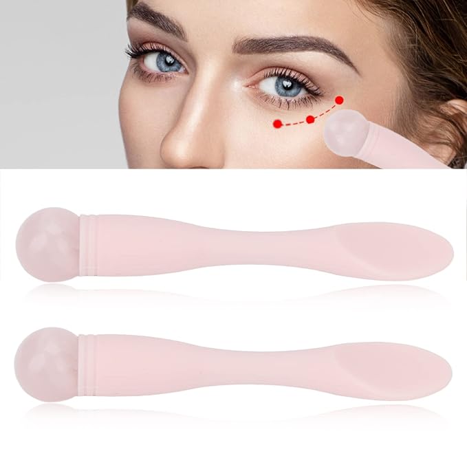 2pcs Eye Cream Applicator Stick,Jadestone Eye Massage Sticks Silicone Scoop Tool For Eye Anti Wrinkle Reduce Puffiness Fatigue Relief()