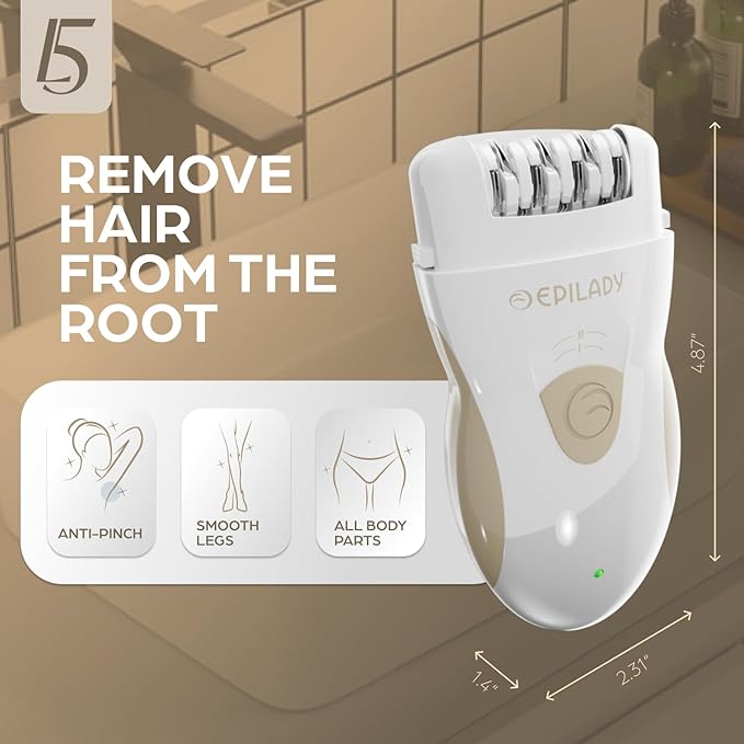 Epilady Legend 5 Rechargeable Epilator, 56 Tweezers, Dual Speed, Full-Body Epilator for Women, Auto Shut Off, Travel Case, Cleaning Brush