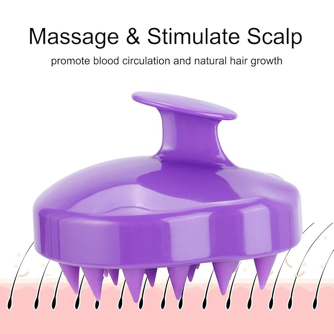 BTYMS 3 Pcs Silicone Scalp Scrubber Shampoo Brush Scalp Massager & Exfoliating Brush for Dandruff Removal, Hair Growth-Multi-Color
