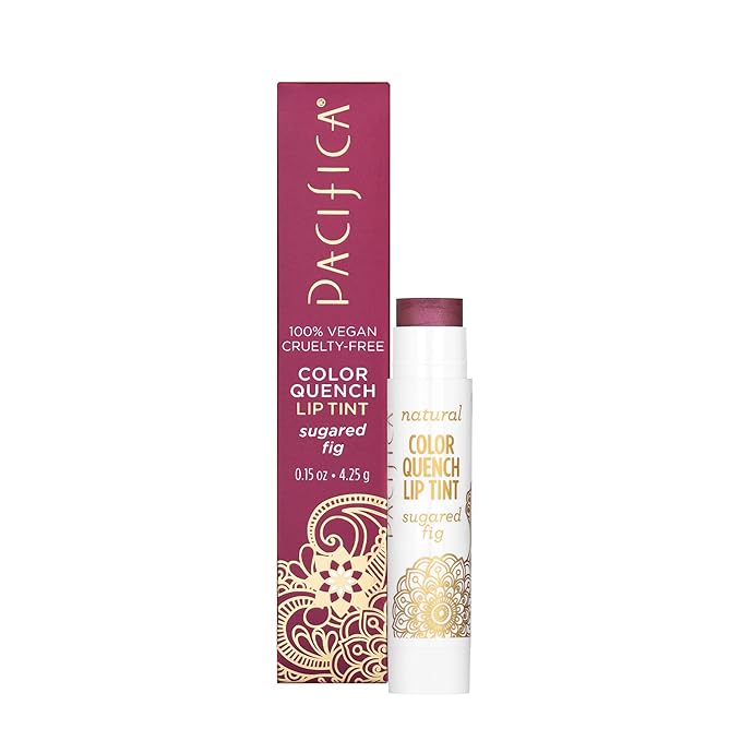 Pacifica Beauty Color Quench Tinted Lip Balm, Sugared Fig, Makeup, Sheer Lip Color, Coconut Oil, Cocoa Butter, Vitamin E, Moisturizing, Hydrating, Lip Tint, Lip Care, Vegan, 0.15 oz (1 Count)