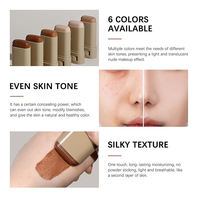 Beauty Balm Serum Boosted Skin Tint – Hydrating Tinted Moisturizer, Lightweight Solid Tinted Foundation Stick for Flawless, Sheer to Medium Coverage, Radiant & Dewy Finish, All-Day Wear (6#, 1)