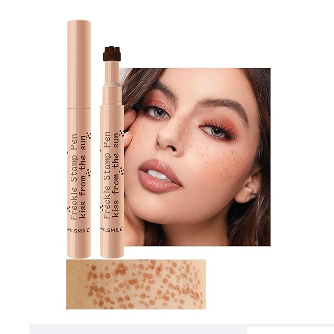 AKARY Stamp Freckle Pen Natural Lifelike Fake Freckles Makeup, Waterproof Long Lasting Quick Dry 5 Comb Corners Natural Like Face Freckle Makeup Pen for Effortless Sunkissed Makeup, 02-Natural Coffee