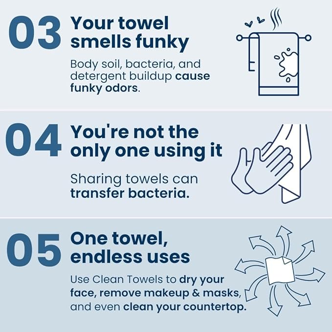 Clean Skin Club Clean Towels XL™, 100% USDA Biobased Face Towel, Disposable Face Towelette, Makeup Remover Dry Wipes, Ultra Soft, 50 Ct, 1 Pack