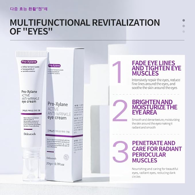 Korea Active Anti-Wrinkle Eye Cream 20g / Anti-Aging, Fade Fine Lines, Remove Dark Circles, Moisturizing and Repair Eye Skin, Prevent New Wrinkles, Rejuvenate and Tighten Delicate Eye Area