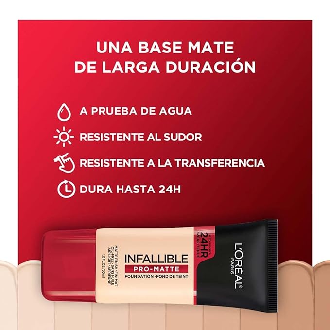 L'Oreal Paris Makeup Infallible Pro-Matte Liquid Longwear Foundation, 105 Natural Beige, 1 fl; oz.