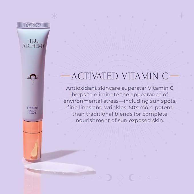 Tru Alchemy Eye Elixir Cooling Eye Treatment Cream - Dark Circle Eye Cream for Puffiness and Bags Under Eyes - Caffeine, Hyaluronic Acid, Vitamin C (2-Pack)