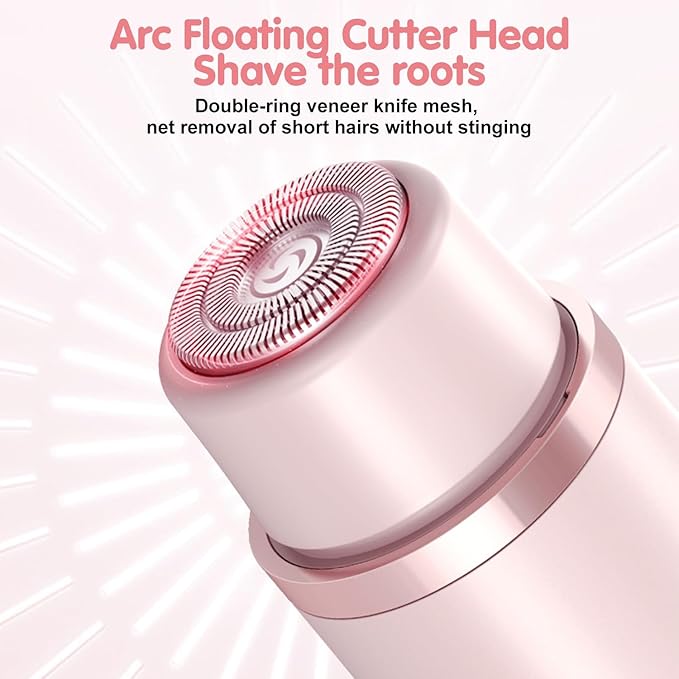 Dermave Bikini Shaver,Bikini Trimmer for Women,2025 Upgrade Dual Head Shaver Women,2 in 1 Wet & Dry Waterproof Electric Bikini Trimmer for Face, Body & Intimate Areas,Pink