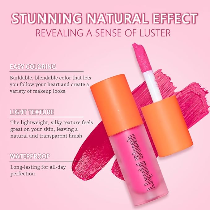 Liquid Blush, Long-lasting & Blendable Liquid Blush for High-Pigment Color, Achieve a Soft, Dewy, Healthy Natural Finish (09-Blood Orange, 0.2 Ounce)