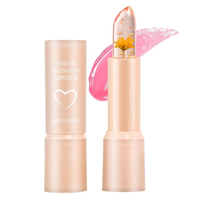 Flower Lip Balm - Color Changing Lipstick Jelly Lip Stain for Perfect Pink Shade, Unique pH Lip Balm for Your Lips, Clean & Vegan Flower Balm (Yellow Flower)