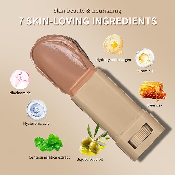 Beauty Balm Serum Boosted Skin Tint – Hydrating Tinted Moisturizer, Lightweight Solid Tinted Foundation Stick for Flawless, Sheer to Medium Coverage, Radiant & Dewy Finish, All-Day Wear (6#, 1)