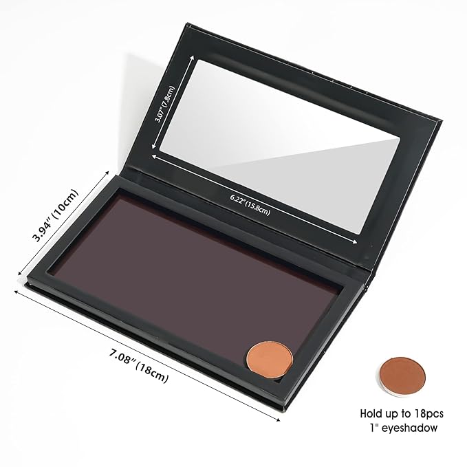 Lolalet 2 Pack Magnetic Makeup Palettes, Empty Magnetic Palette with Mirror for Eyeshadow Lip Color Blush Powder Highlighter Contour - Leather&Holographic